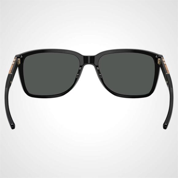 New Burberry Sunglasses Black Solid Square Frame Brown Check Arms 58mm - Picture 8 of 10